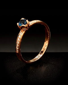 Or Rose 18K & Topaze Bleue Blue London & Diamants