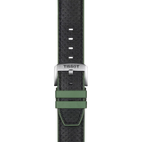Bracelet officiel Tissot caoutchouc vert et cuir noir entre-cornes 22 mm