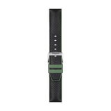 Bracelet officiel Tissot caoutchouc vert et cuir noir entre-cornes 22 mm