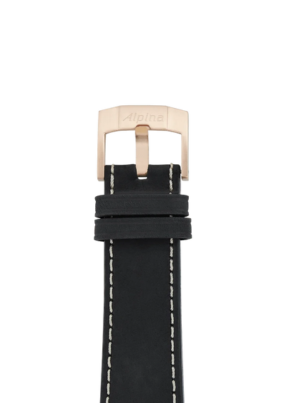 Bracelet en cuir de veau noir - 22 mm