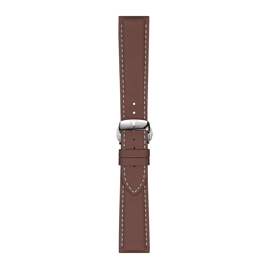 Bracelet officiel Tissot cuir brun entre-cornes 21 mm