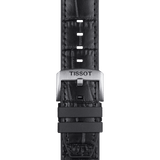 Bracelet officiel Tissot cuir noir et parties caoutchouc entre-cornes 22 mm