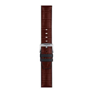 Bracelet officiel Tissot cuir brun et parties caoutchouc entre-cornes 22 mm