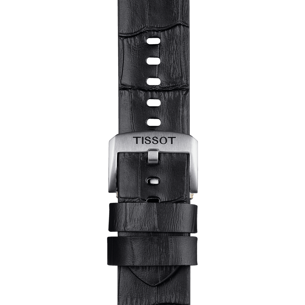 Bracelet officiel Tissot cuir noir entre-cornes 22 mm