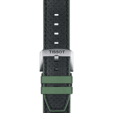 Bracelet officiel Tissot caoutchouc vert et cuir noir entre-cornes 22 mm
