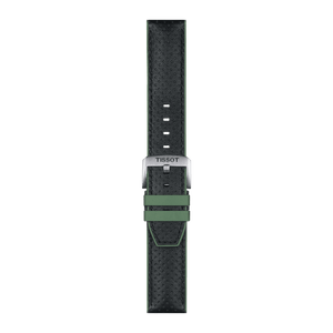 Bracelet officiel Tissot caoutchouc vert et cuir noir entre-cornes 22 mm