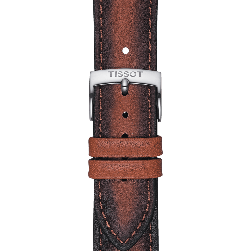 Bracelet officiel Tissot cuir brun entre-cornes 20 mm